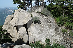 Mountain Huashan Landscape Mushroom Stone