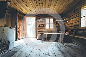 Mountain hut in Austria: rustic wooden interior photo