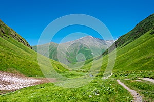 Mountain hut at Juta valley near Caucasus mountain. a famous landscape in Kazbegi, Mtskheta-