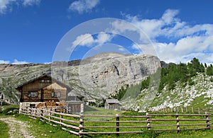 Mountain hut, refugio in the Alps photo