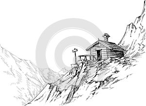Mountain hut sketch