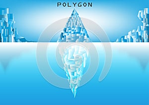 Mountain ice low poly style with reflection