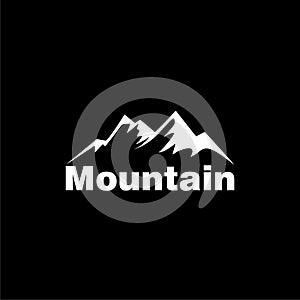 Mountain icon, hills logo, mountain symbol isolated on black background