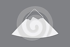 Mountain icon with icy peak vector using white color for adventure on dark background