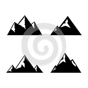 Mountain icon set. Mountains black silhouette collection.