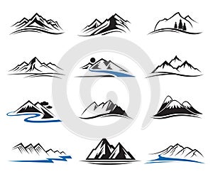 Mountain icons set