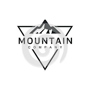 Mountain illustration, outdoor adventure . Vector graphic for t shirt and other uses. vintage landscape with mountain peaks end gr