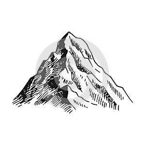 Mountain isolated on white background. Hand drawn illustration converted to vector