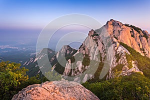 Mountain in korea at sunrise located in gyeonggido seoul,