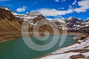 Mountain Lago di Ritom lake at spring