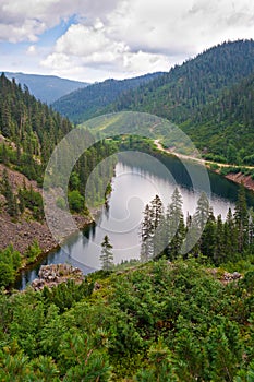 Mountain lake Amut in Khabarovsk territory photo