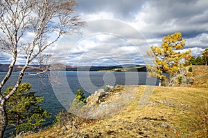 Mountain lake on a background of mountains