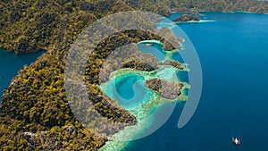 Mountain lake Barracuda on a tropical island, Philippines, Coron, Palawan.