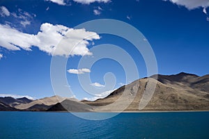 Mountain lake blue sky and cloud