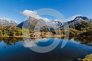 Mountain lake and clouds , Key Summit Trail, Routeburn Track, New Zealand