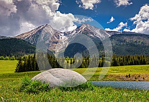 Mountain lake in the High Tatras, Belianske Tatrras  - Slovakia.