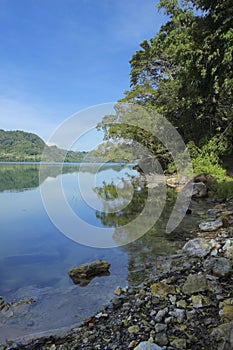 Mountain lake with hot spring water