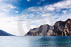 Mountain lake Lago di Garda view