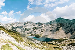 Mountain lake landscape panorama.