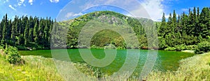 Mountain lake landscape panorama - glacial lake - Sureanu Lake - Bottomless Lake, Alba, Romania - `Switzerland of the East`