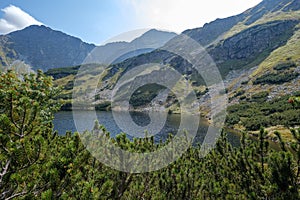 Mountain lake in late summer in Slovakian Carpathian Tatra