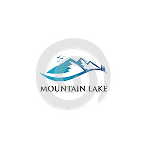 Mountain lake logo vector concept, icon, element, and template for company
