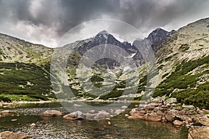 Mountain lake and Lomnica Peak