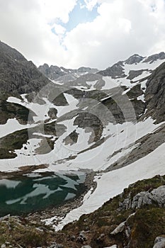 The mountain lake near Franz Luitpold house, the Bavarian Alps, Germany