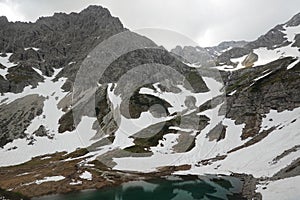 The mountain lake near Franz Luitpold house, the Bavarian Alps, Germany