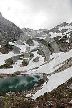 The mountain lake near Franz Luitpold house, the Bavarian Alps, Germany