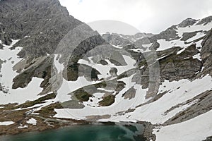 The mountain lake near Franz Luitpold house, the Bavarian Alps, Germany