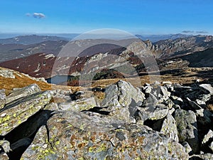 Mountain lake panorama with autumn foliage, Appennino Parma, Italy