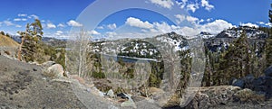 Mountain lake on a pass in the Sierra Nevada mountains, USA.