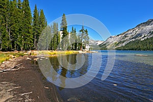 The mountain lake on pass Tioga