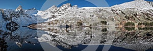 Mountain lake, picturesque reflection. Panoramic
