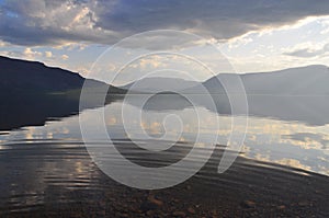 Mountain lake in the Putorana plateau.