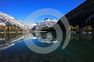 Mountain Lake With Snow