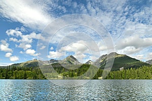 Mountain lake Strbske pleso in the High Tatras National Park.