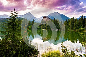 Mountain lake Strbske pleso, High Tatras, Slovakia