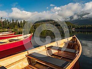 Mountain lake Strbske pleso in National Park High Tatra, Slovakia, Europe