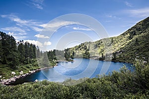 Mountain lake in summer mountains