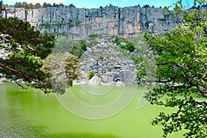 Mountain lake at summertime in Laguna Negra, Vinuesa, Soria, Spain photo