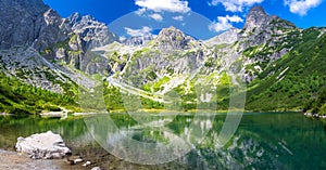 Mountain lake Zelene Pleso in Tatra mountains in Slovakia