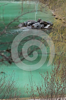 Mountain lakegreen water photo