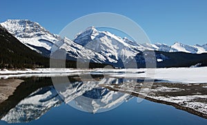 Mountain and lakes in Rockies photo