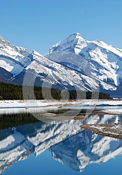 Mountain and lakes in Rockies photo