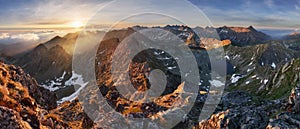 Mountain landcape panorama at summer in Poland Tatras near Zakopane from peak Swinica photo