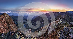 Mountain landcape panorama at summer in Poland Tatras near Zakopane from peak Swinica