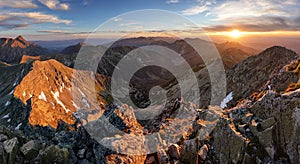 Mountain landcape panorama at summer in Poland Tatras near Zakopane from peak Swinica