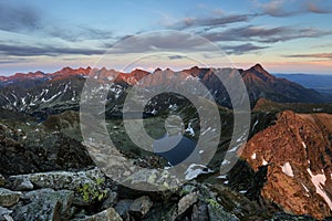 Mountain landcape panorama at summer in Poland Tatras near Zakopane from peak Swinica